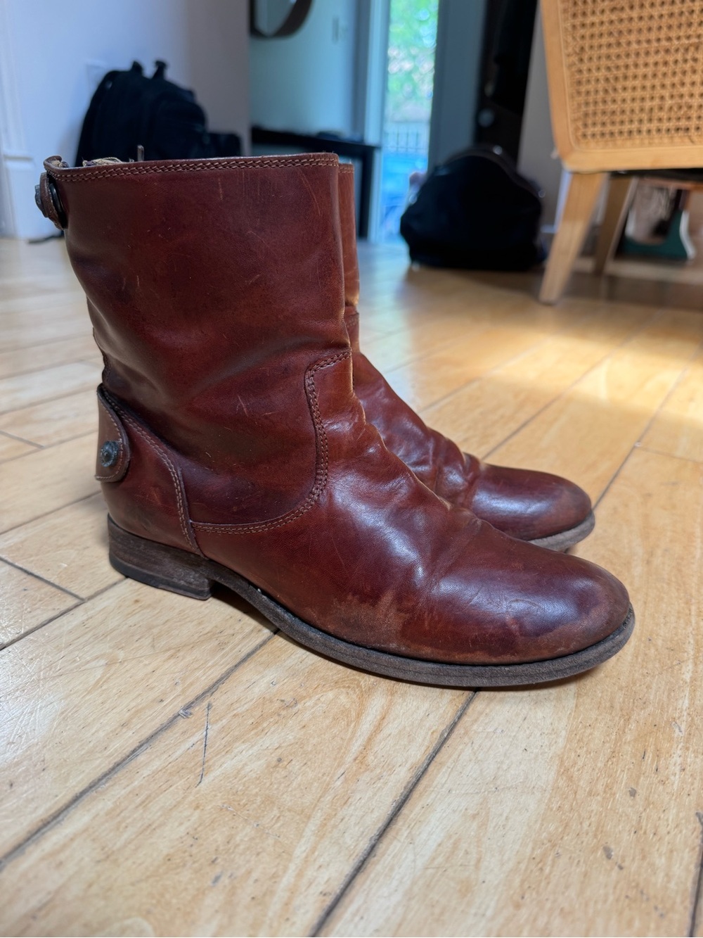 Frye Chestnut Leather Mid-Calf Boots